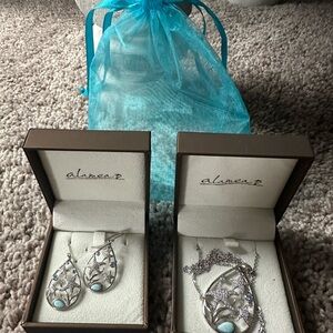 Silver Starfish Earrings and necklace set